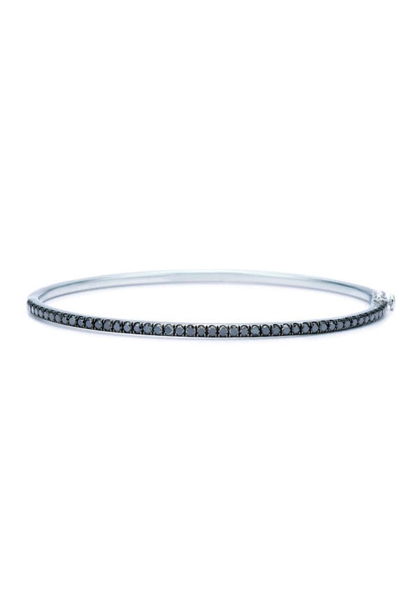 KWIAT-Stackable Slim Black Diamond Bangle-WHITE GOLD