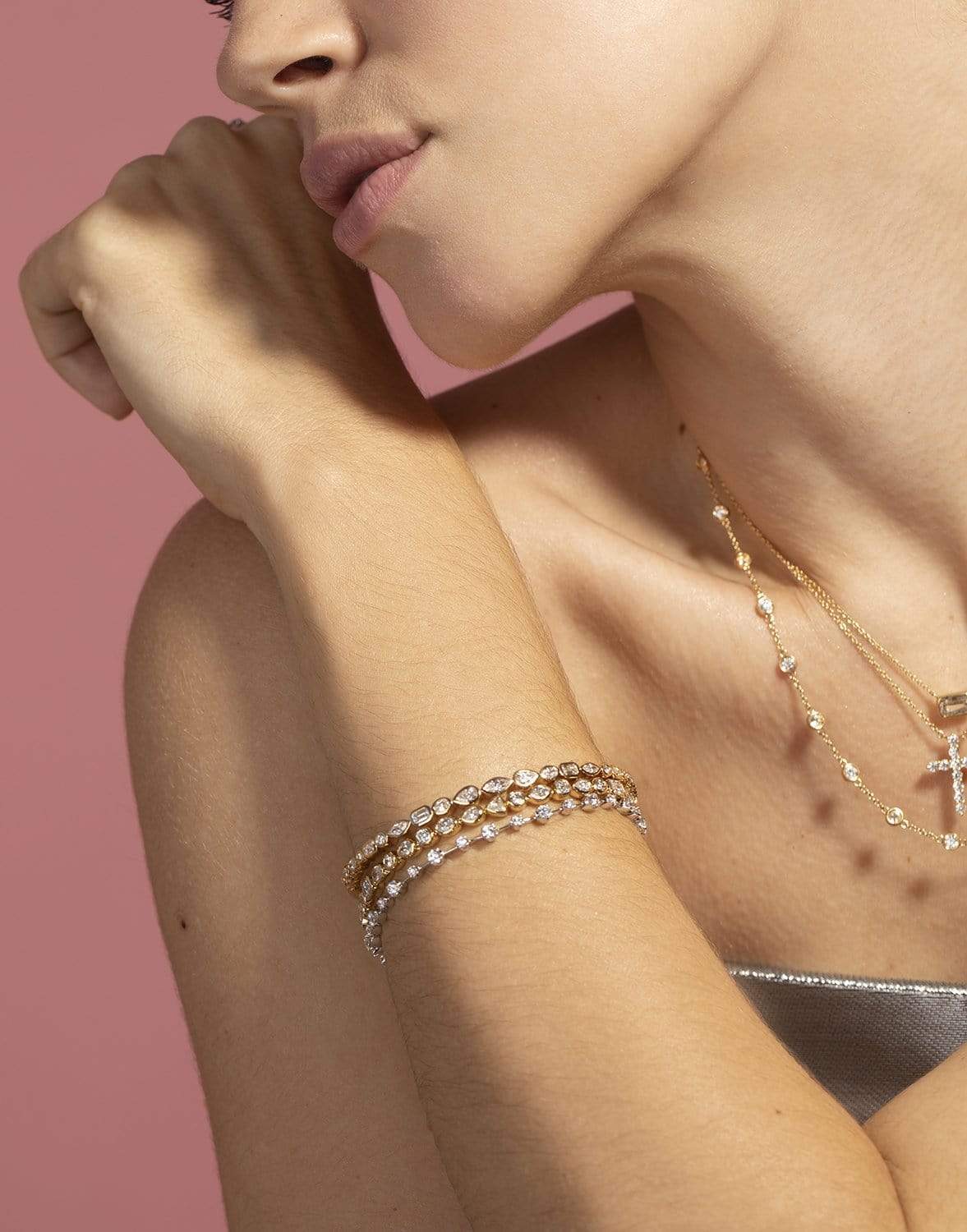 KWIAT-Starry Night Alternating Diamond Bracelet-WHITE GOLD