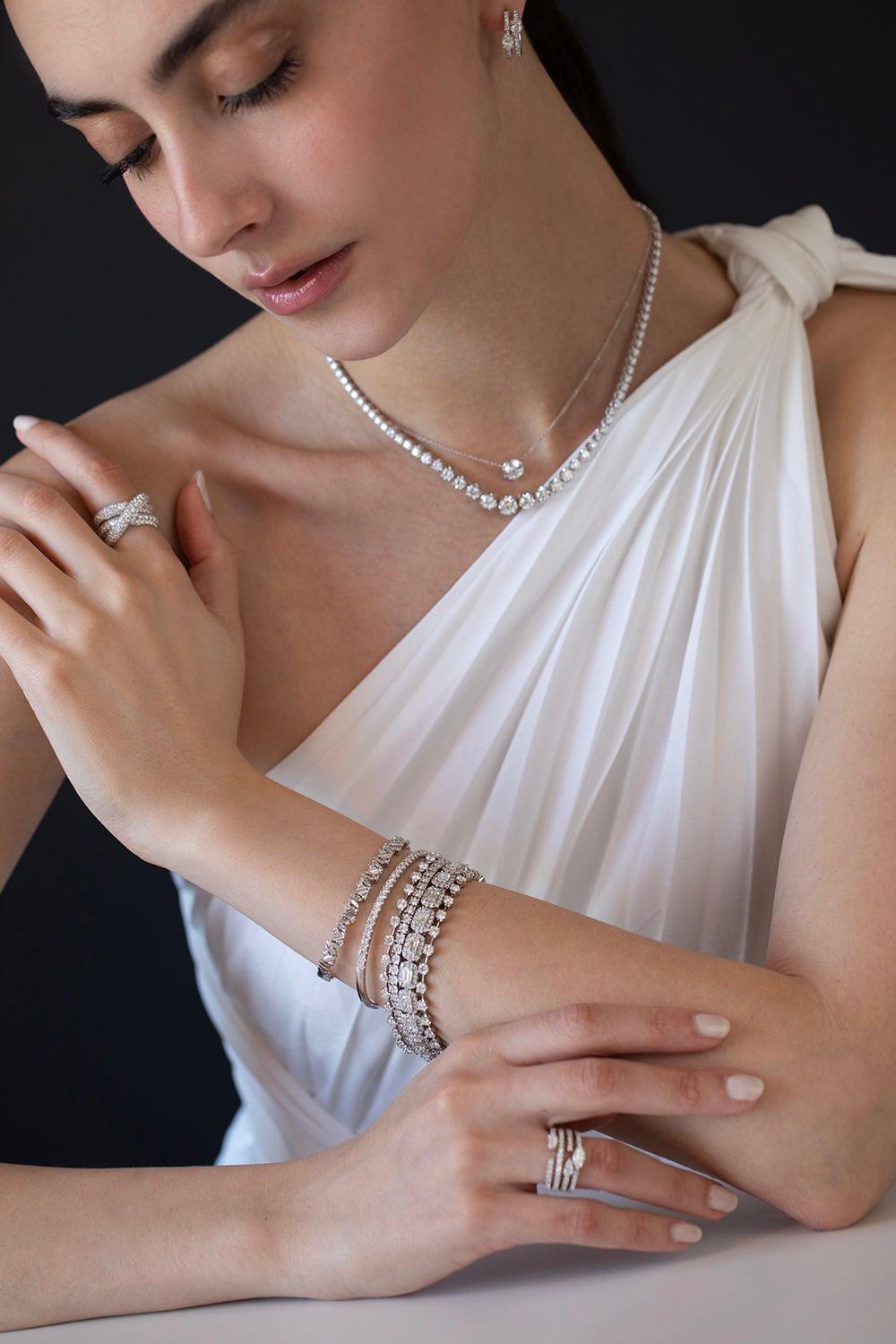 KWIAT-Sunburst Diamond Line Bracelet-WHITE GOLD