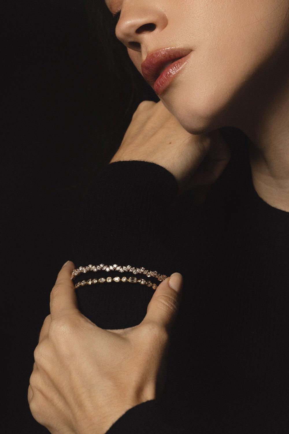 KWIAT-Mixed Diamond Portofino Line Bracelet-YELLOW GOLD