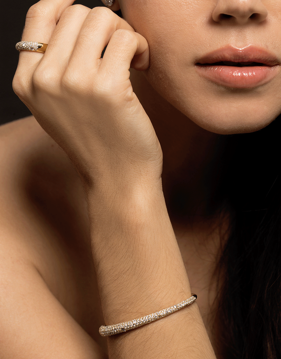 KWIAT-Cobblestone Collection Diamond Pave Bangle-YELLOW GOLD