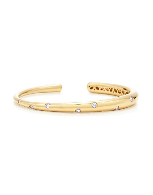 KWIAT-Cobblestone Diamond Cuff Bangle - Yellow Gold-YELLOW GOLD