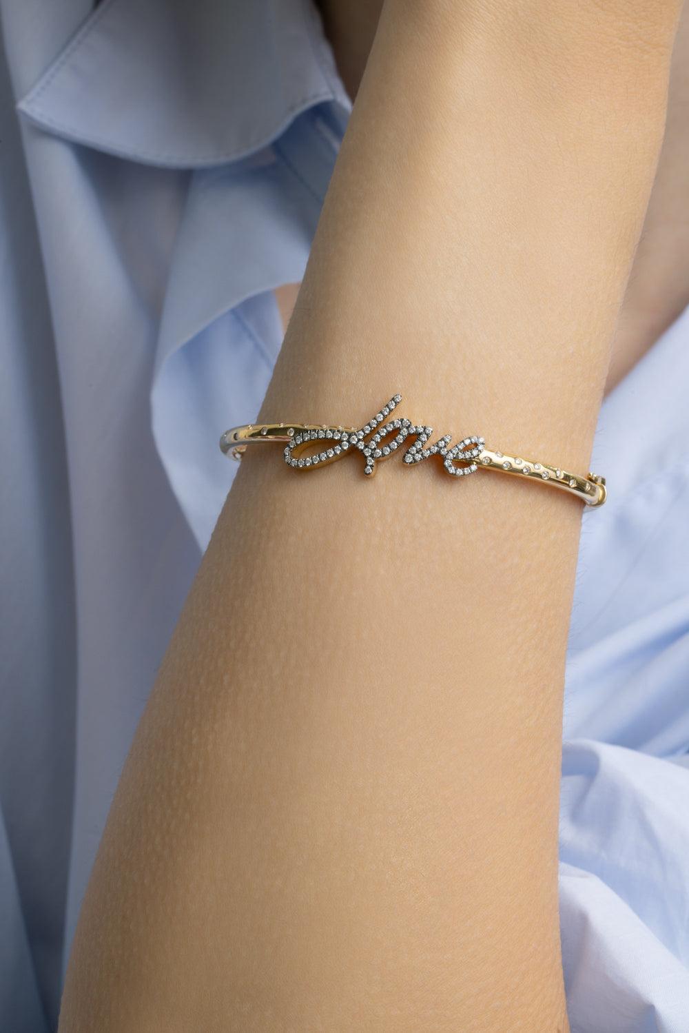 Diamond Love Bangle Bracelet-YELLOW GOLD-JEWELRYFINE JEWELBRACELET O-KWIAT