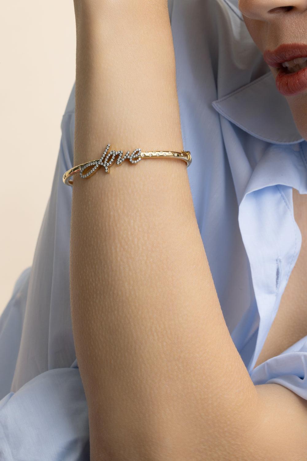 Diamond Love Bangle Bracelet-YELLOW GOLD-JEWELRYFINE JEWELBRACELET O-KWIAT