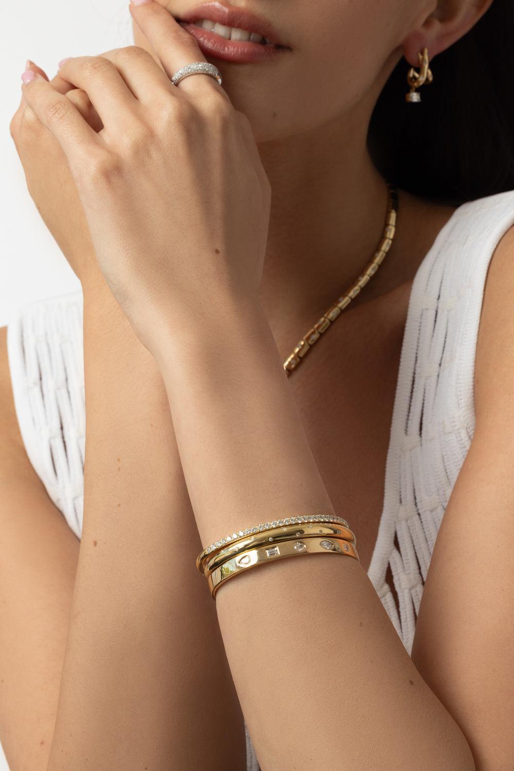 Orbit Diamond Bangle Bracelet-YELLOW GOLD-JEWELRYFINE JEWELBRACELET O-KWIAT