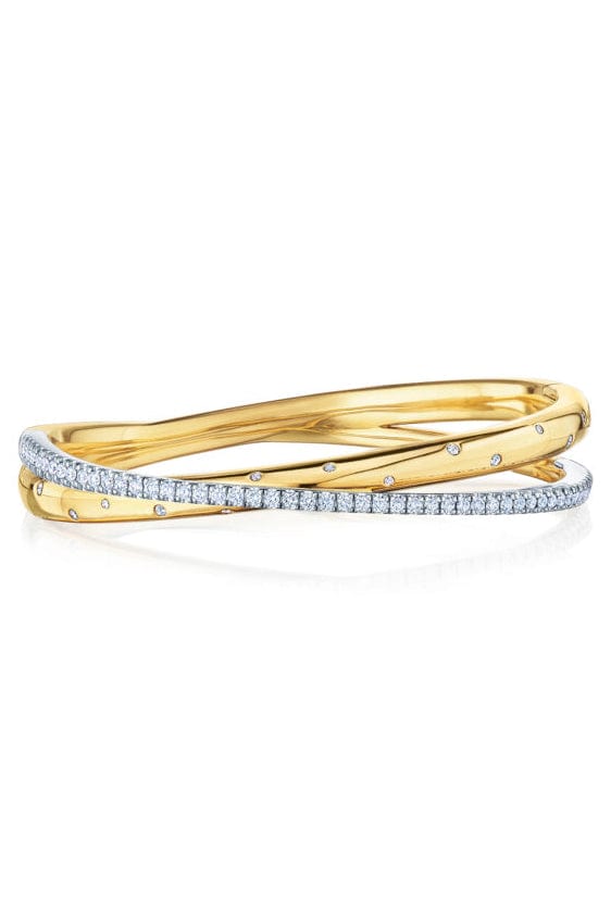 KWIAT-Diamond Orbit Crossover Bangle-YELLOW GOLD