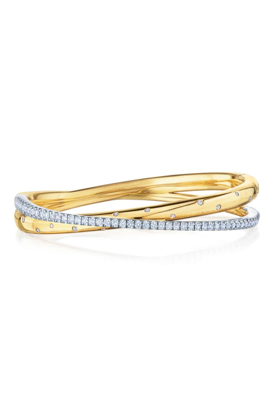 KWIAT-Orbit Crossover Bangle- Two Tone-YELLOW GOLD