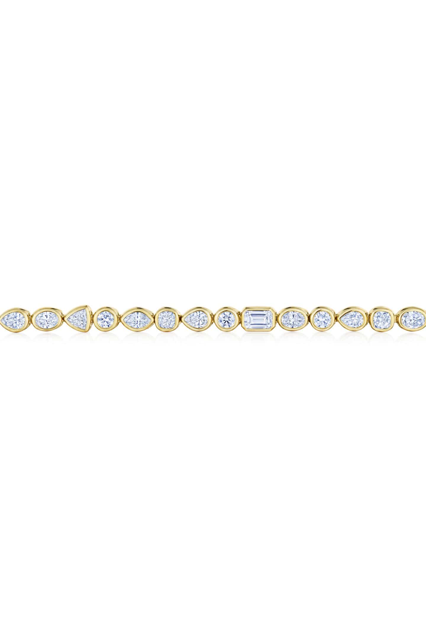 KWIAT-Portofino Mixed Shape Diamond Line Bracelet-YELLOW GOLD