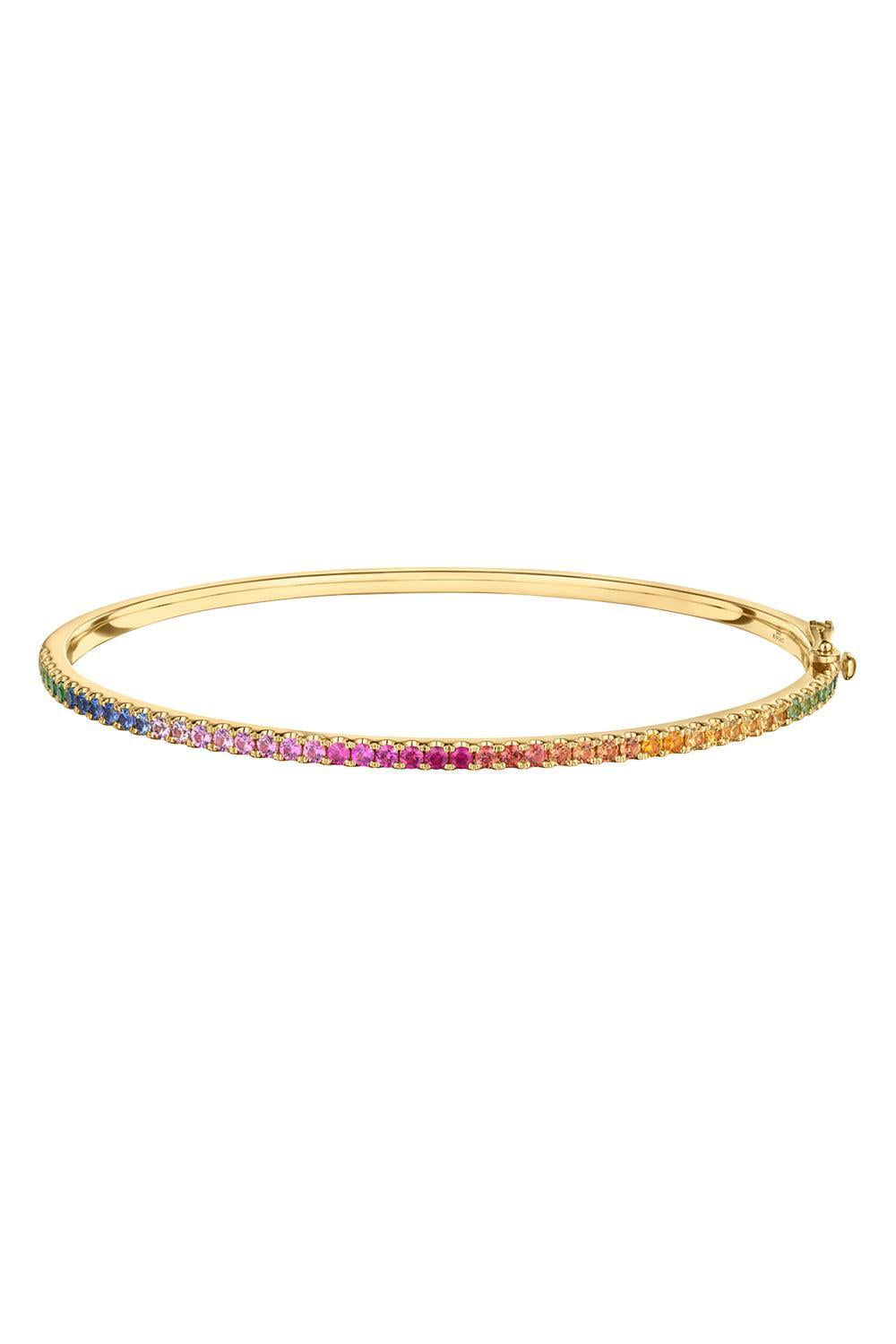 Rainbow Sapphire Stackable Bangle Bracelet-YELLOW GOLD-JEWELRYFINE JEWELBRACELET O-KWIAT