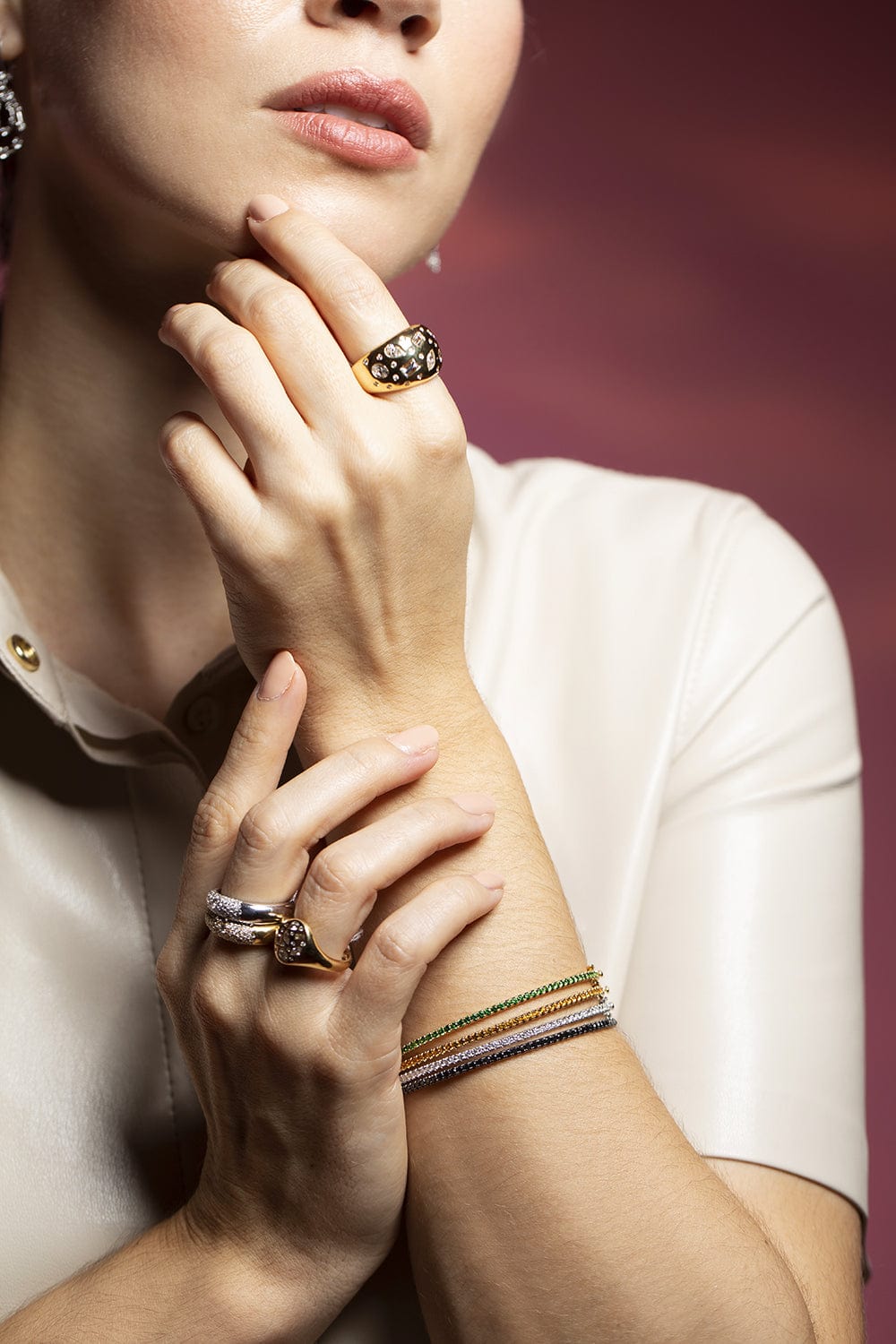 KWIAT-Stackable Slim Tsavorite Bangle Bracelet-YELLOW GOLD