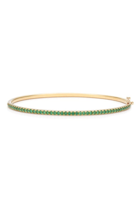 KWIAT-Stackable Slim Tsavorite Bangle Bracelet-YELLOW GOLD