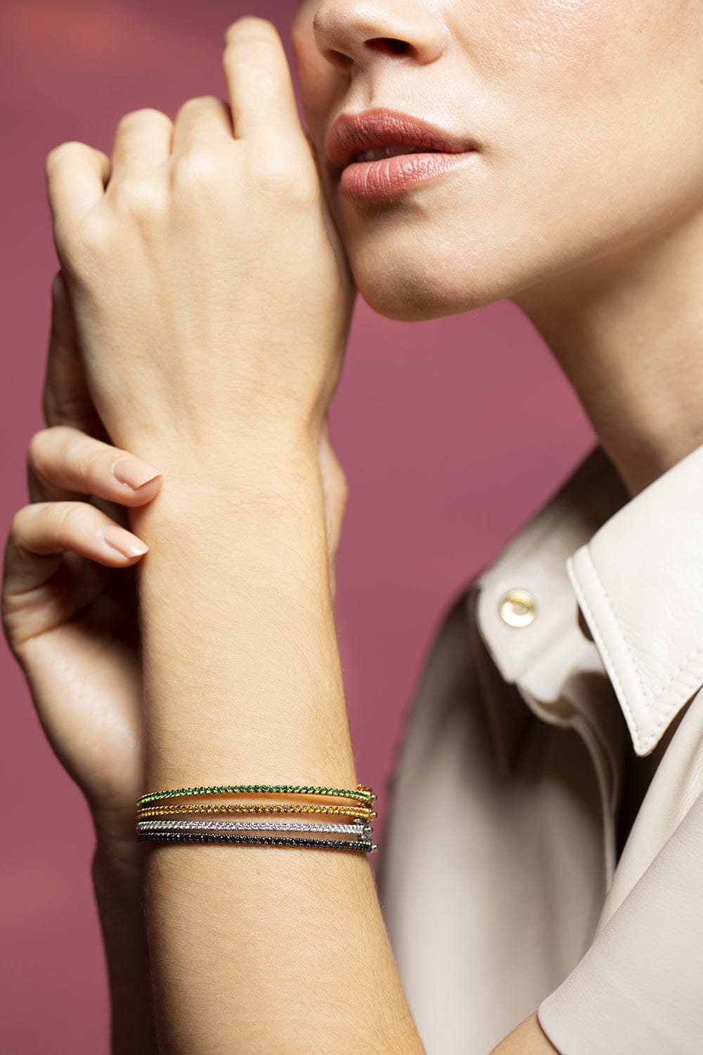 KWIAT-Stackable Slim Yellow Sapphire Bangle-YELLOW GOLD