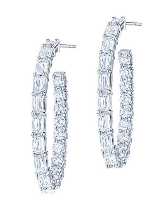 KWIAT-Ashoka and Round Diamond Hoop Earrings-PLAT