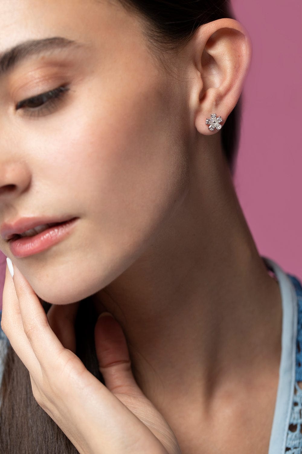 KWIAT-Cluster Floral Diamond Stud Earrings-PLAT