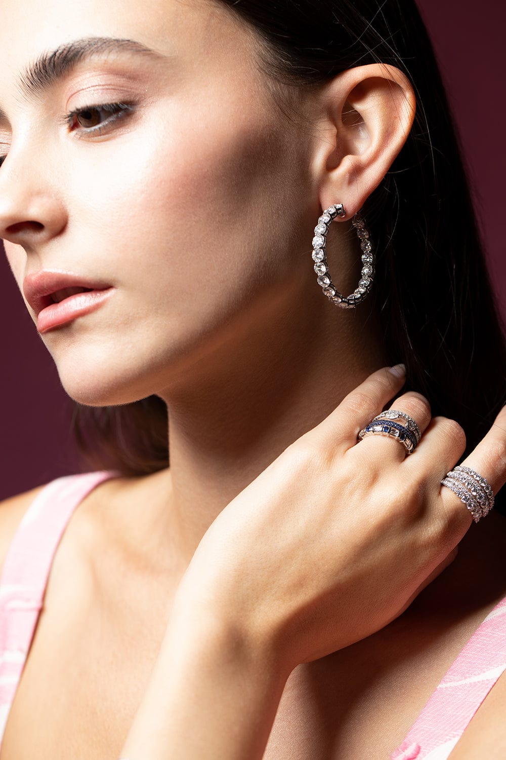 KWIAT-Diamond Hoop Earrings 18.55ctw-PLAT