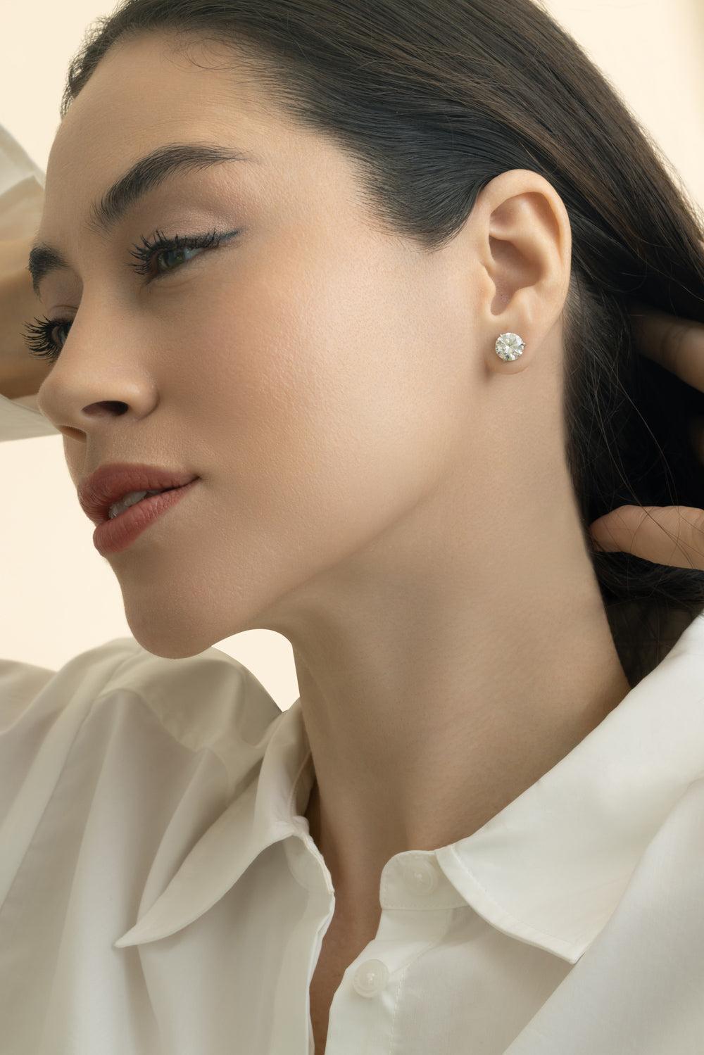 Round Diamond Stud Earrings - 4.02ct-PLATINUM-JEWELRYFINE JEWELEARRING-KWIAT