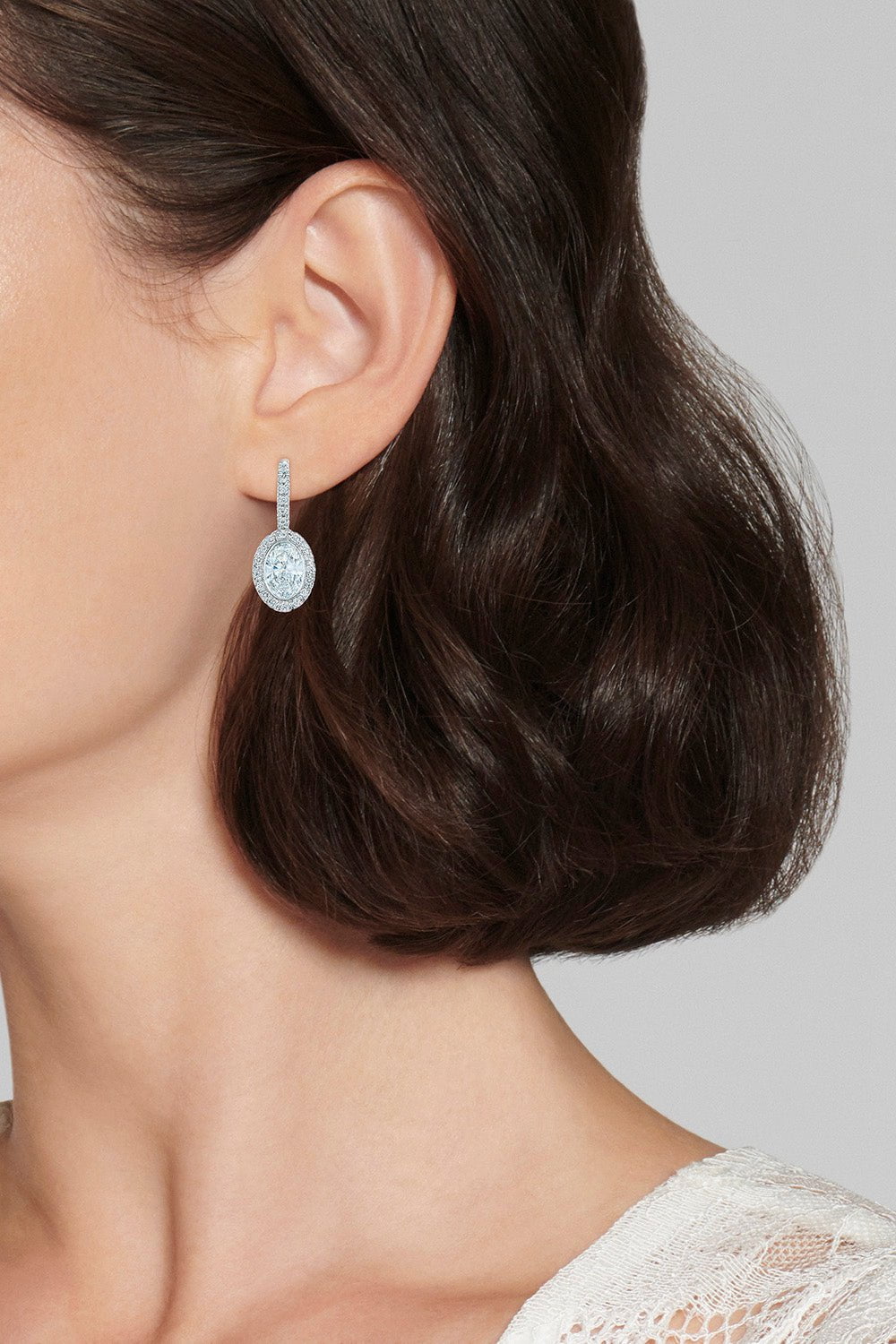 KWIAT-Silhouette Bezel Set Oval Drop Earrings-PLATINUM