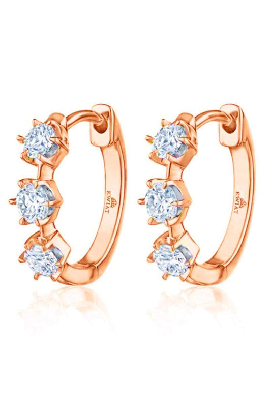 Starry Night Diamond Petite Hoop Earrings-ROSE GOLD-JEWELRYFINE JEWELEARRING-Vendor