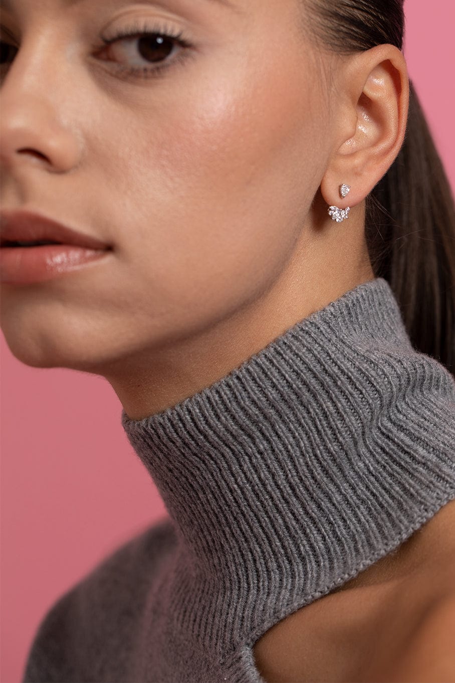KWIAT-American Beauty Pear Stud Earrings-WHITE GOLD