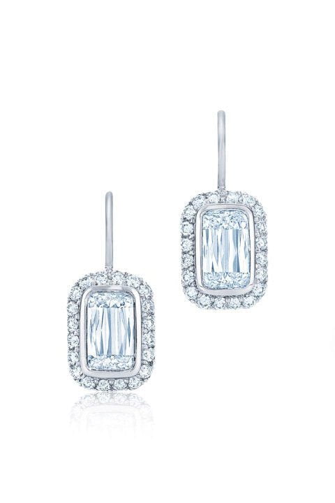 KWIAT-Ashoka Bezel Silhoutte Earrings-WHITE GOLD