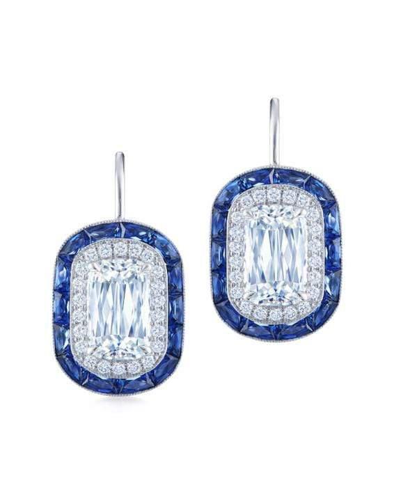 KWIAT-Ashoka Diamond and Sapphire Halo Earrings-WHITE GOLD