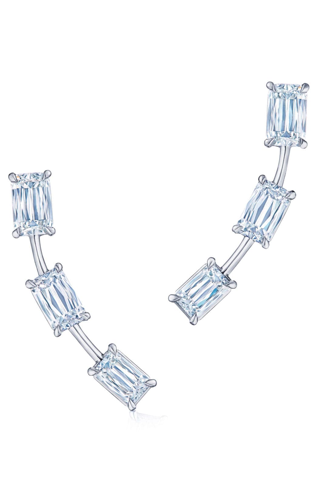 KWIAT-Ashoka Diamond Ear Climbers-WHITE GOLD