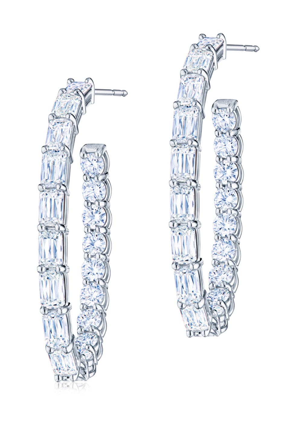 KWIAT-Ashoka Round Diamond Hoop Earrings-WHITE GOLD