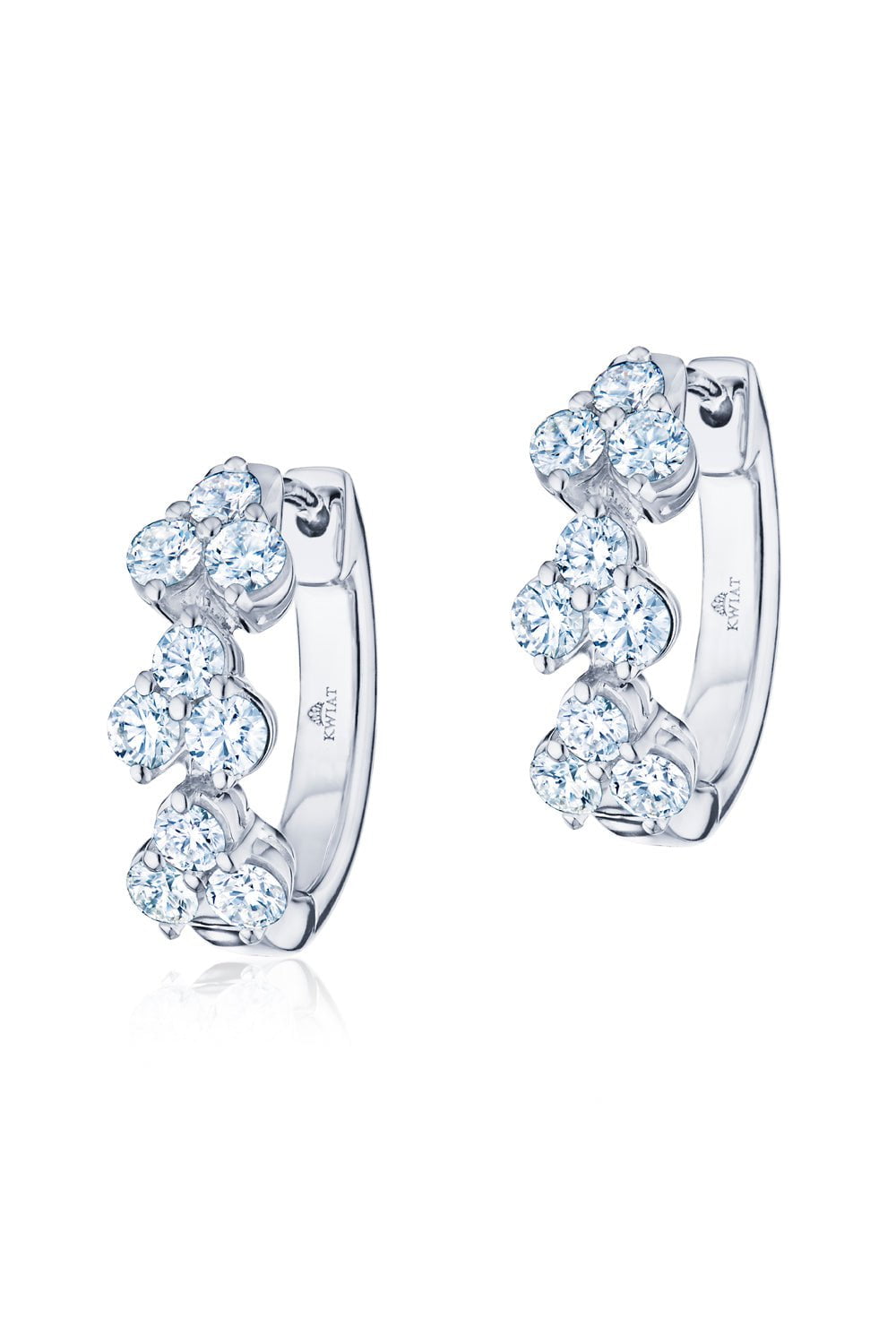 KWIAT-Cluster Huggie Earrings-WHITE GOLD