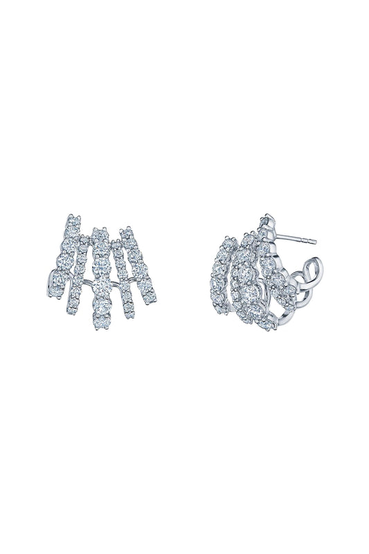 Diamond Five Row Ear Cuff Earrings - White Gold-WHITE GOLD-JEWELRYFINE JEWELEARRING-KWIAT
