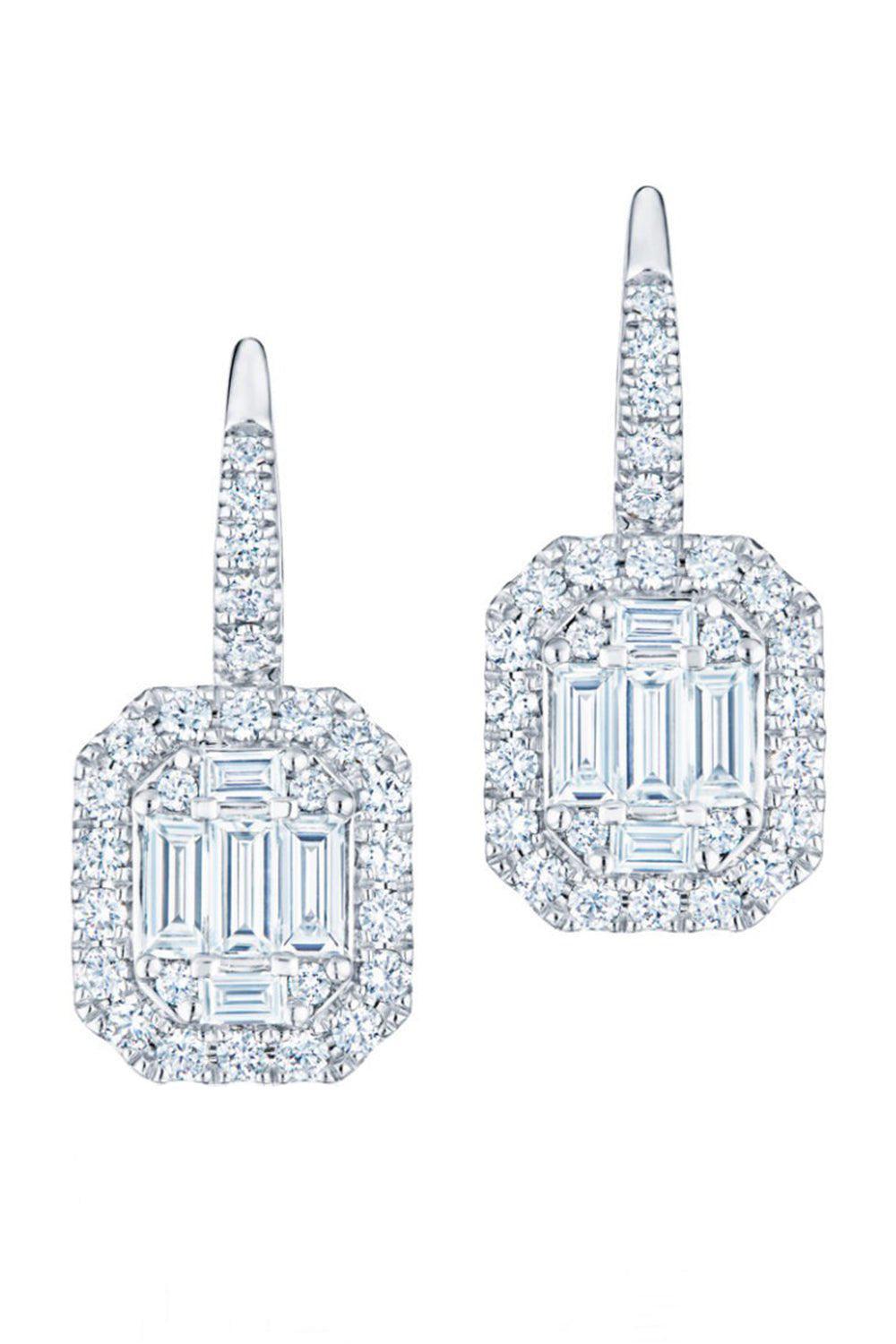 Diamond Halo Sunburst Drop Earrings-WHITE GOLD-JEWELRYFINE JEWELEARRING-KWIAT