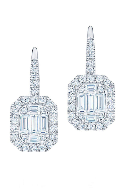 Diamond Halo Sunburst Drop Earrings-WHITE GOLD-JEWELRYFINE JEWELEARRING-KWIAT