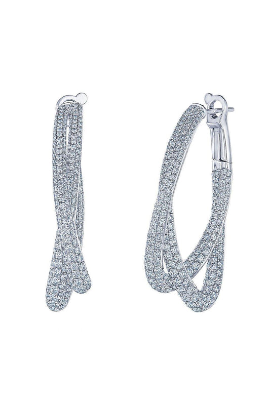 Diamond Pave Moonlight Crossover Hoop Earrings-WHITE GOLD-JEWELRYFINE JEWELEARRING-KWIAT