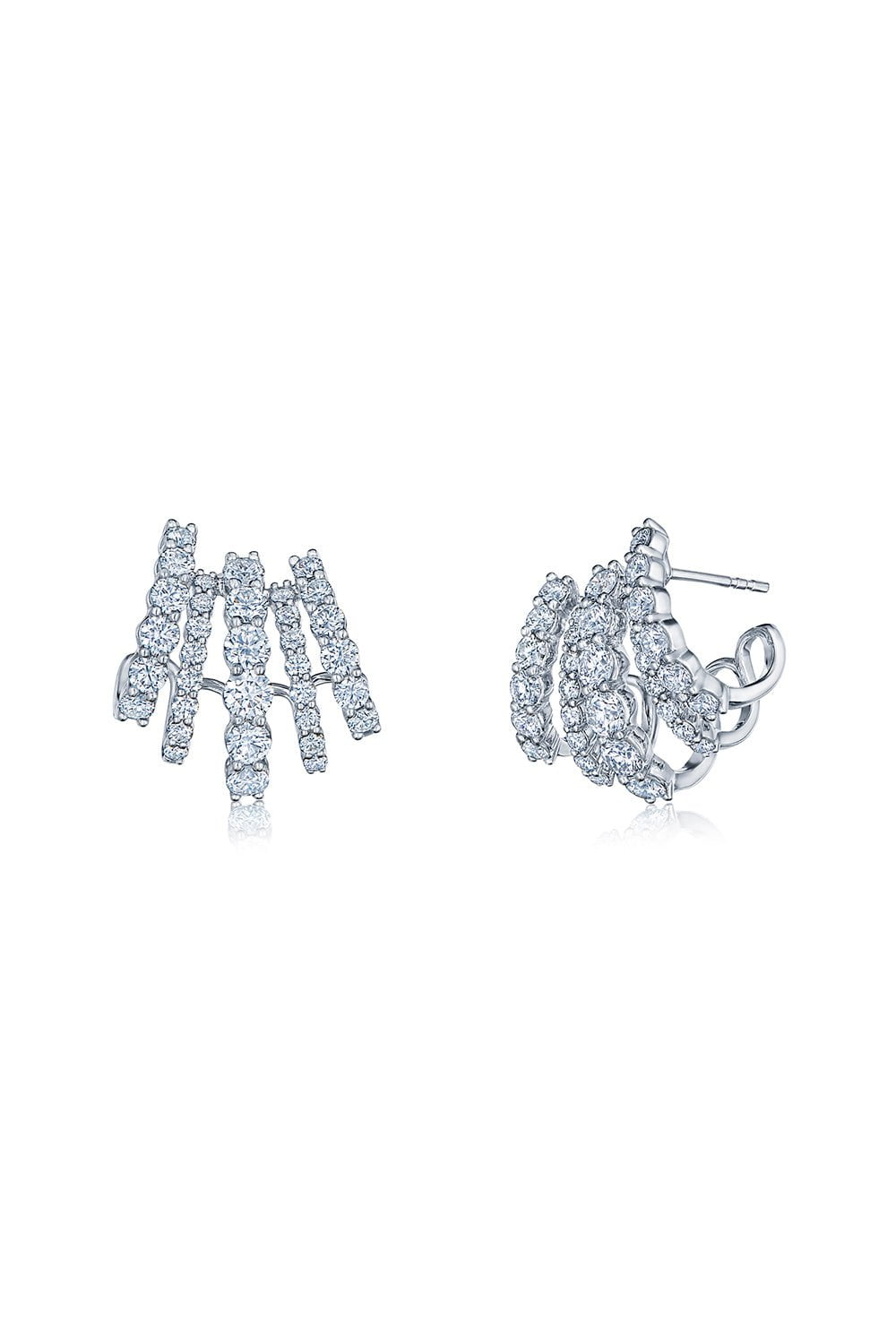 KWIAT-Five Row Cuff Earrings-WHITE GOLD