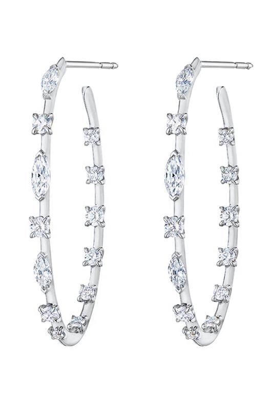 KWIAT-Kwiat Starry Night Mixed Diamond Hoop Earrings-WHITE GOLD
