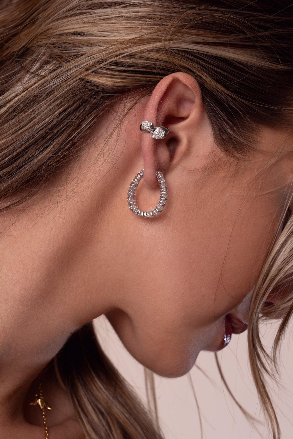 KWIAT-Lyric 2 Row Diamond Hoop Earrings-WHITE GOLD