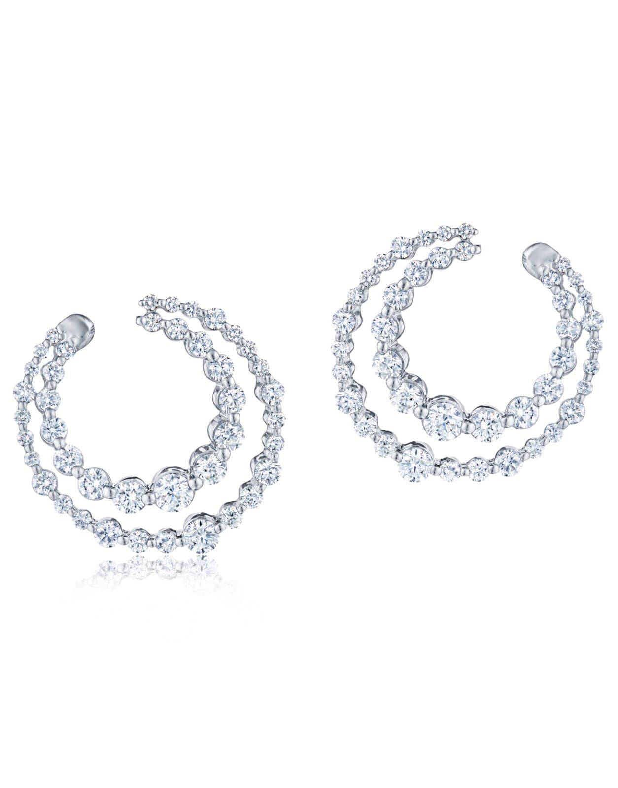 KWIAT-Lyric Two Row Earrings-WHITE GOLD
