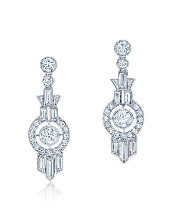 KWIAT-Splendor Diamond Circle & Fringe Pendant Earrings-WHITE GOLD