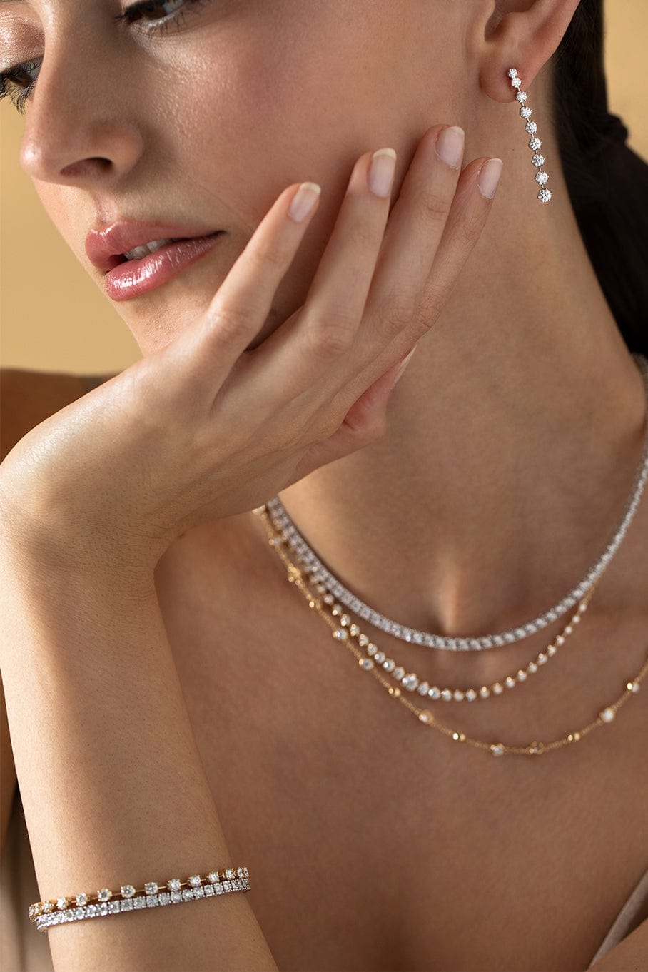 KWIAT-Starry Night Line Drop Earrings-WHITE GOLD