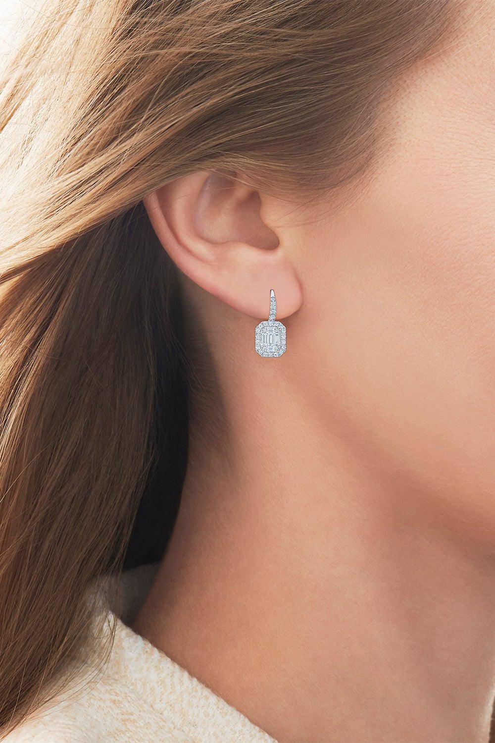 KWIAT-Sunburst Diamond Drop Earrings-WHITE GOLD