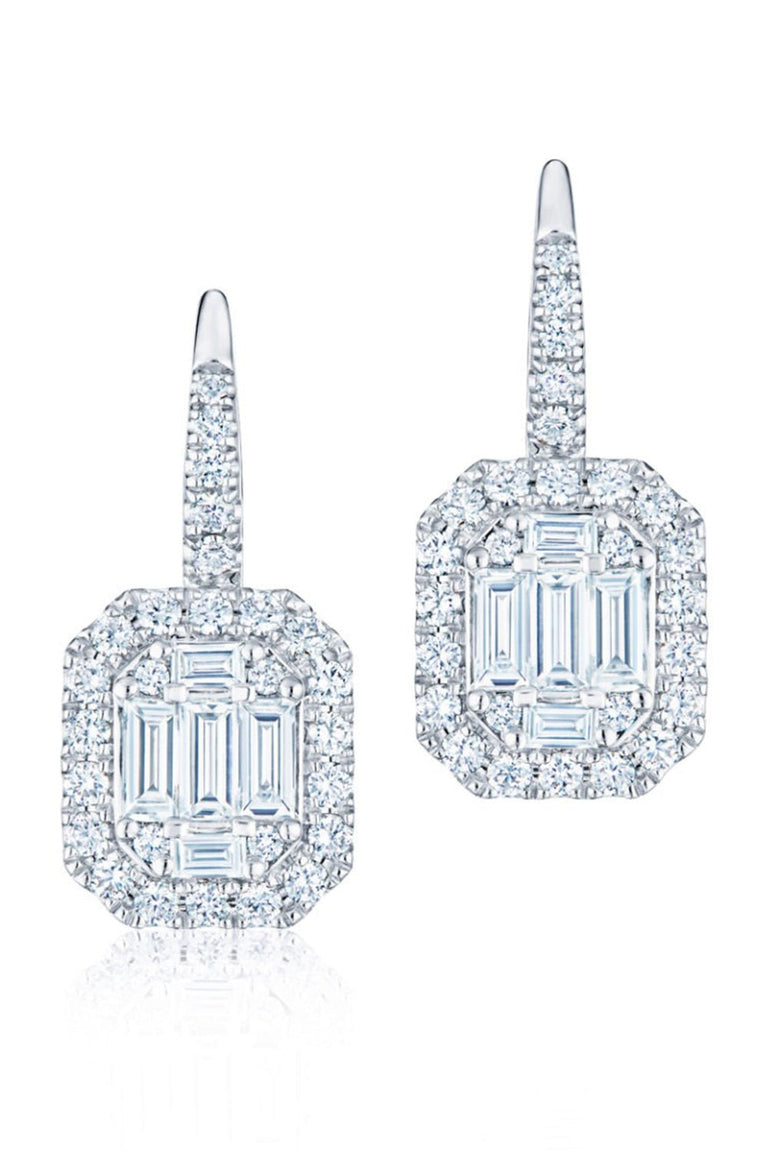 Diamond Halo Sunburst Drop Earrings