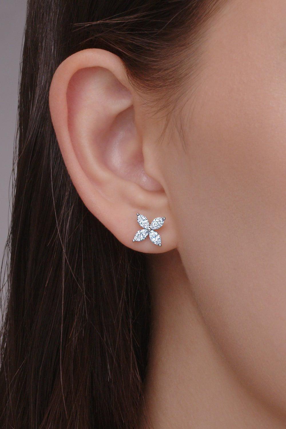 KWIAT-Sunburst X Stud Earrings-WHITE GOLD