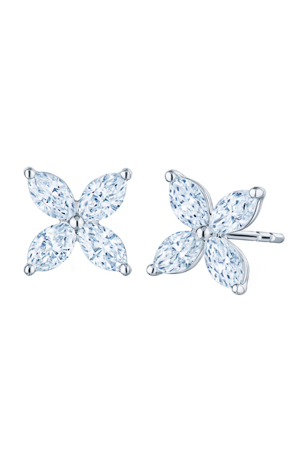 KWIAT-Sunburst X Stud Earrings-WHITE GOLD