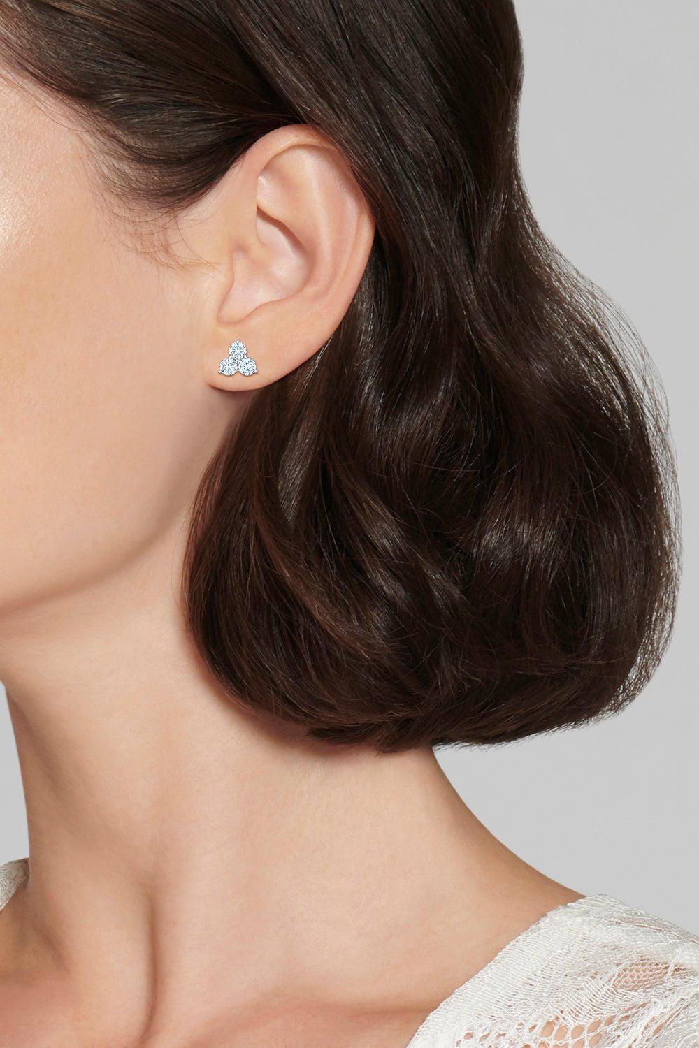 KWIAT-Three Stone Cluster Stud Earrings-WHITE GOLD