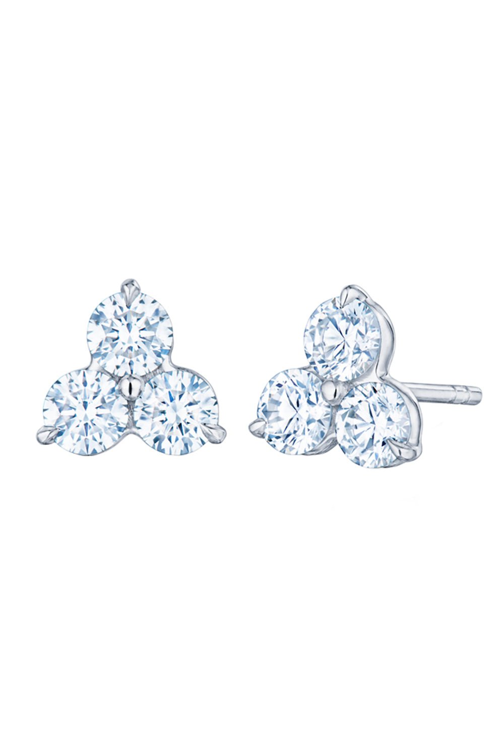 KWIAT-Three Stone Cluster Stud Earrings-WHITE GOLD
