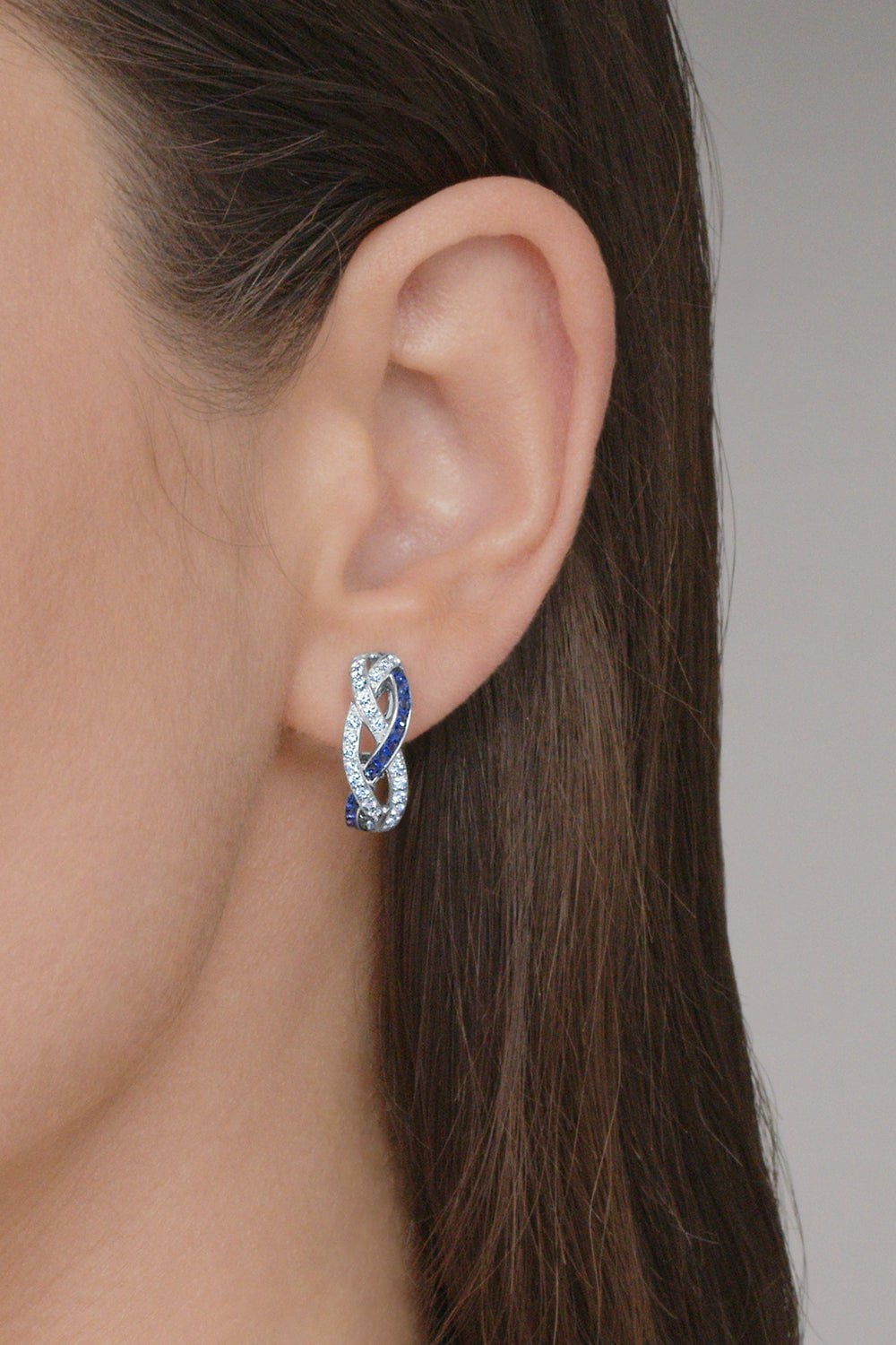 KWIAT-Sapphire Diamond Braided Hoop Earrings-WHITE GOLD