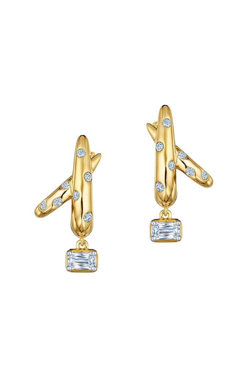 Cobblestone Crossover Earrings-YELLOW GOLD-JEWELRYFINE JEWELEARRING-KWIAT