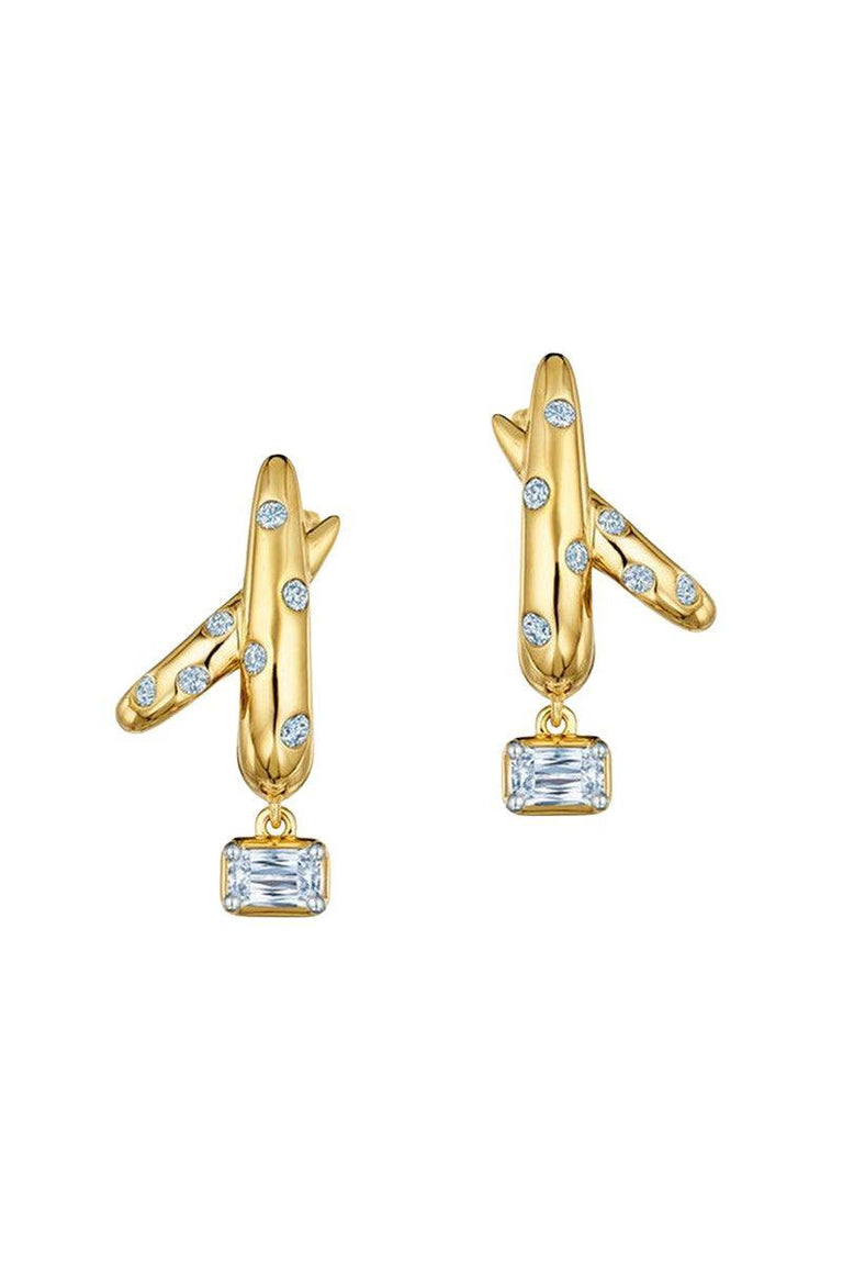 Diamond Cobblestone Crossover Earrings