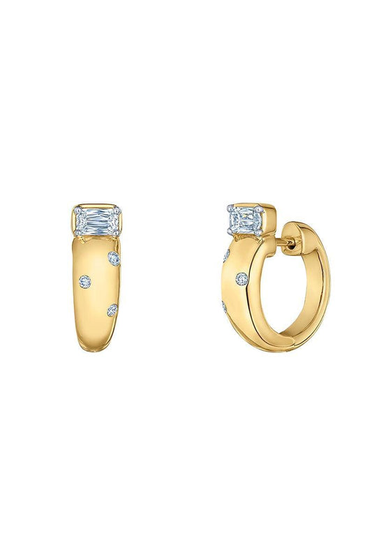 Cobblestone Accent Huggie Earrings-YELLOW GOLD-JEWELRYFINE JEWELEARRING-KWIAT