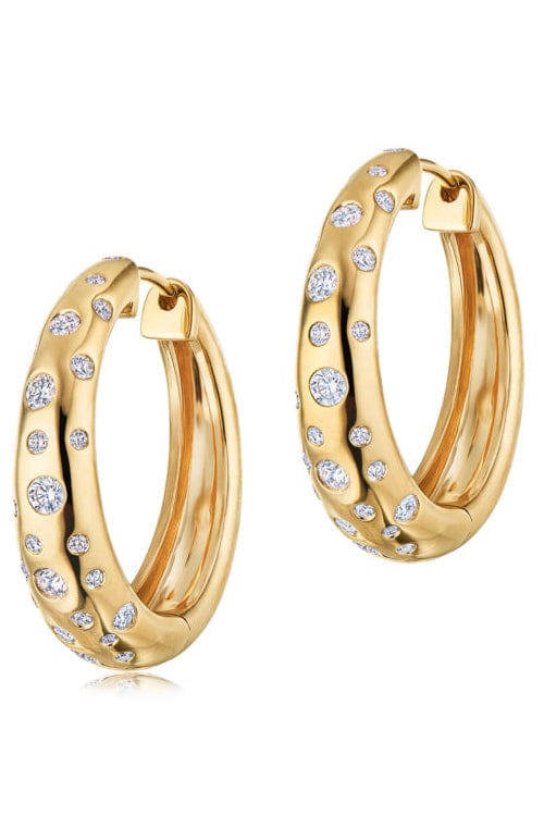 KWIAT-Cobblestone Diamond Hoop Earrings-YELLOW GOLD