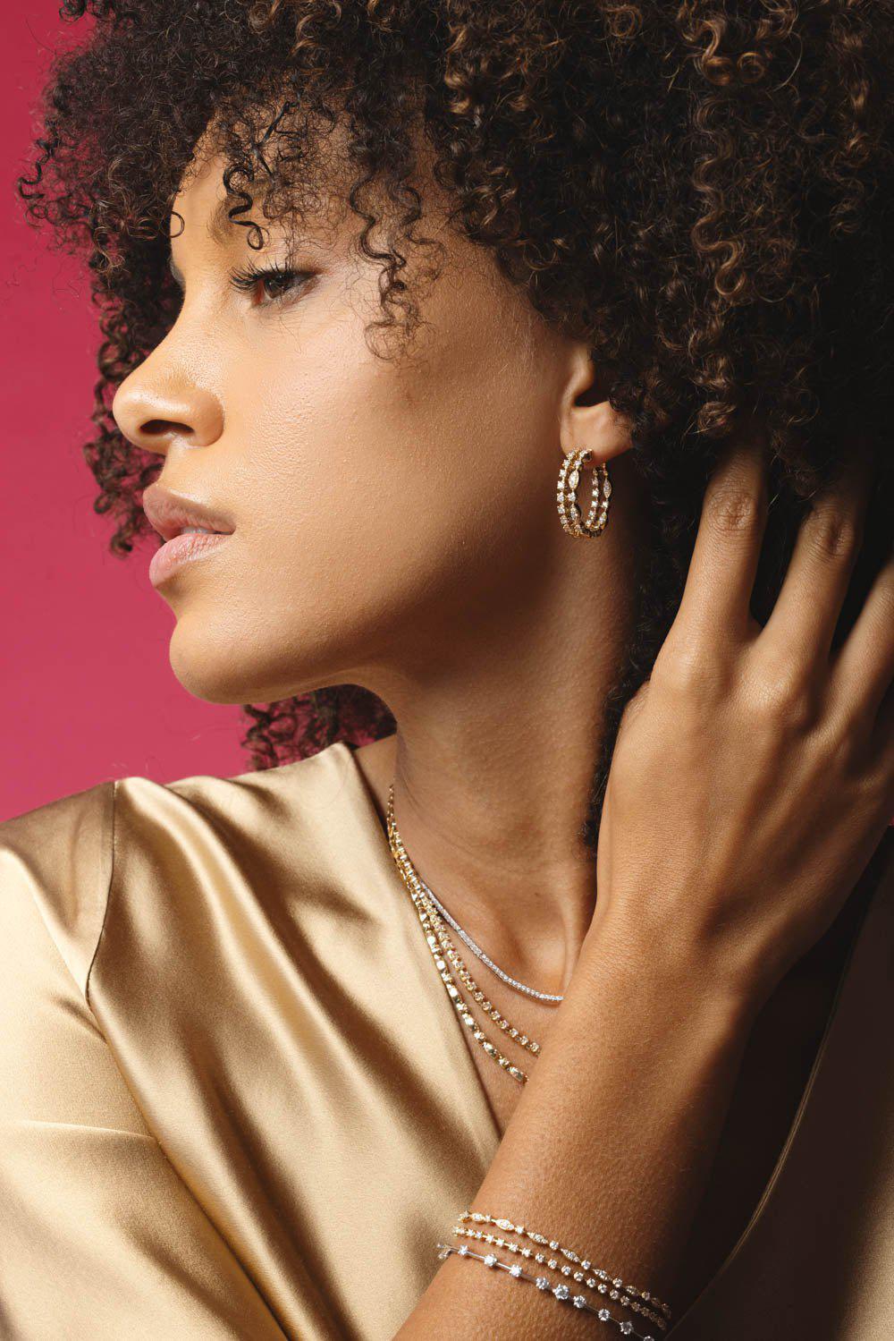 KWIAT-Starry Night Double Hoop Earrings-YELLOW GOLD